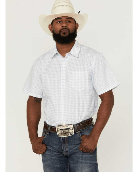 Gibson Men's Throwback Plaid Short Sleeve Button-Down Western Shirt , Cream, hi-res