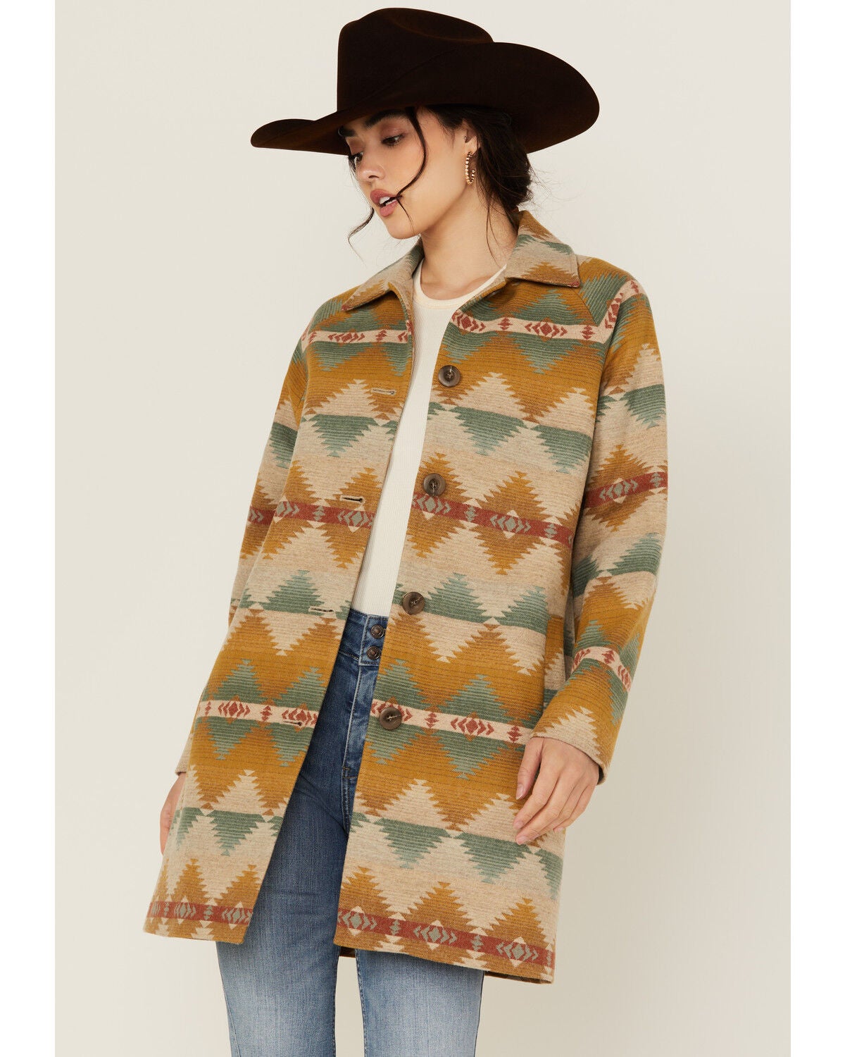 Pendleton Women's Printed Coat, Tan, hi-res