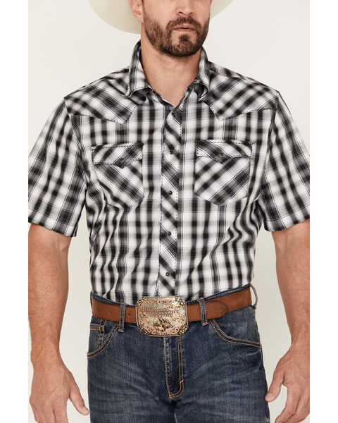 Image #3 - Wrangler Men's Plaid Short Sleeve Fashion Snap Western Shirt , Black, hi-res