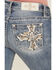 Image #2 - Miss Me Women's Dark Wash Mid Rise Floral Cross Pocket Stretch Denim Jeans, Dark Wash, hi-res