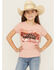 Image #1 - Shyanne Girls' Running Horses Short Sleeve Graphic Tee, Light Pink, hi-res