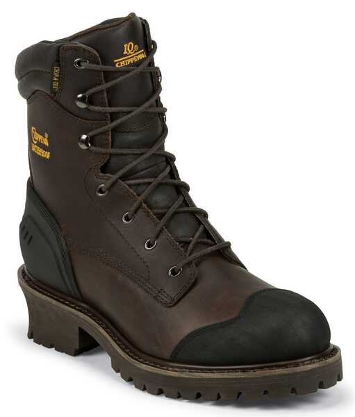 Image #1 - Chippewa 8" Waterproof & Insulated Lace-up Logger Boots - Composite Toe, Chocolate, hi-res