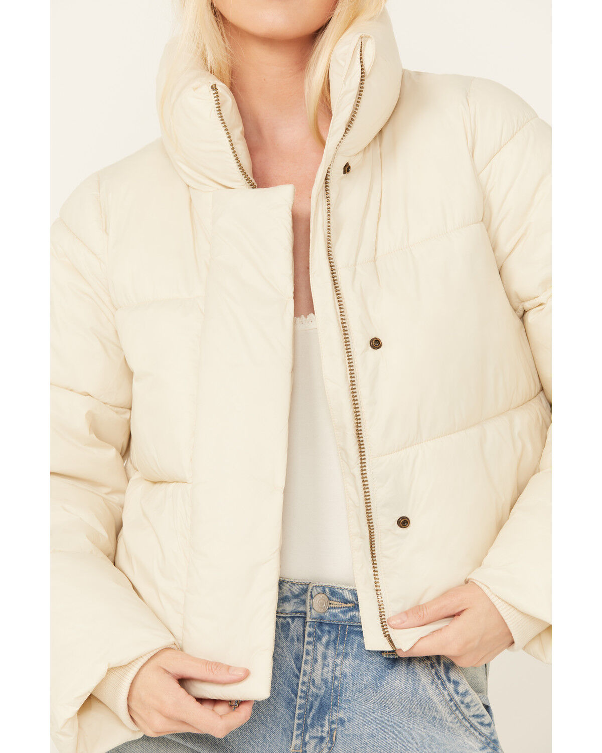 Image #3 - Cleo + Wolf Women's Plaid Lined Puffer Coat, Oatmeal, hi-res