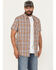 Image #1 - Brothers And Sons Men's Tehama Plaid Print Short Sleeve Button-Down Western Shirt, Brown, hi-res