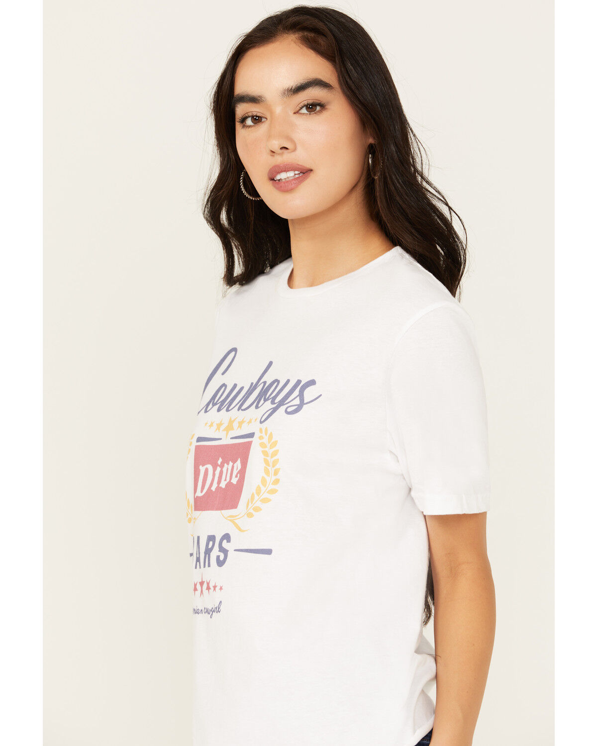 Image #2 - Bohemian Cowgirl Women's Cowboys & Dive Bars Short Sleeve Cropped Graphic Tee, White, hi-res