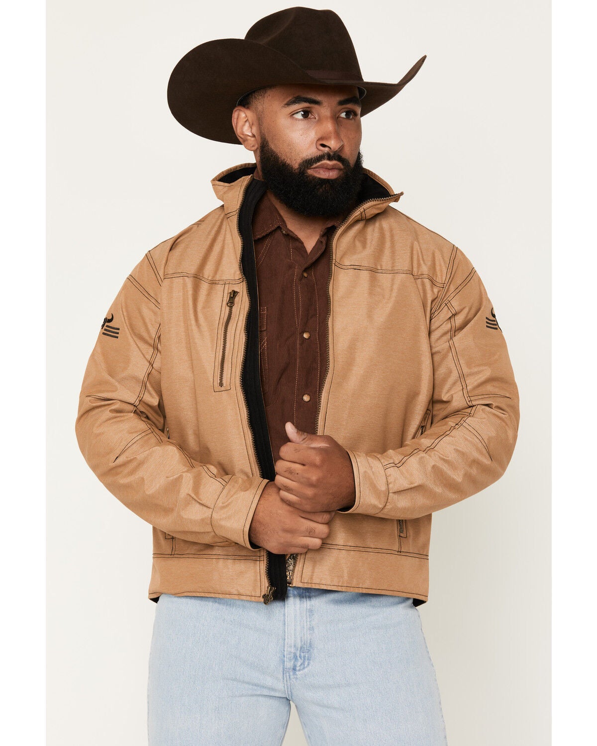 Image #1 - Cowboy Hardware Men's Fence Tech Woodsman Jacket, Camel, hi-res
