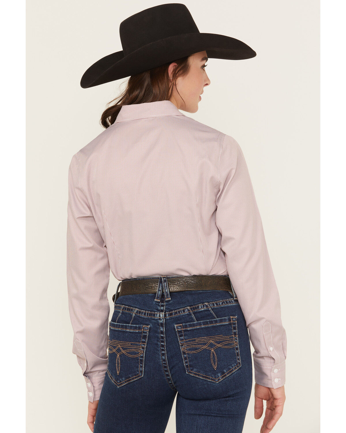 Image #4 - Cinch Women's Striped Print Long Sleeve Button-Down Stretch Wester Shirt, Pink, hi-res