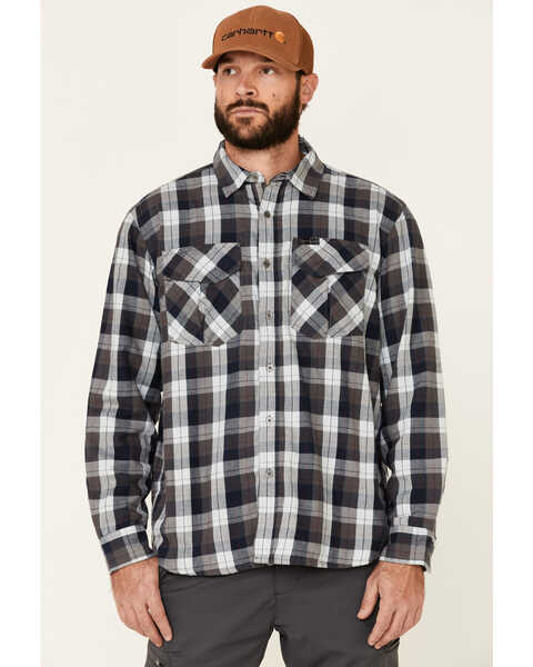 Image #1 - ATG by Wrangler Men's All Terrain Cabernet Plaid Long Sleeve Western Flannel Shirt , Red, hi-res