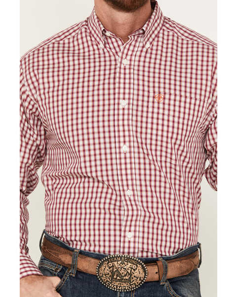 Image #3 - Ariat Men's Valen Plaid Print Long Sleeve Button-Down Western Shirt - Big, Magenta, hi-res