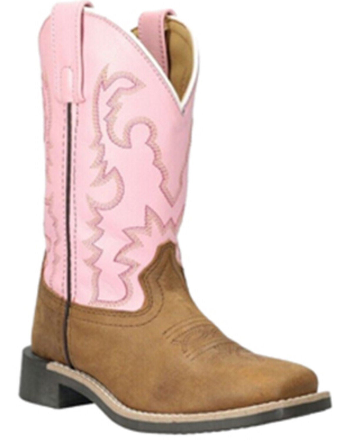 Smoky Mountain Little Girls' Addison Western Boots - Broad Square Toe, Brown, hi-res