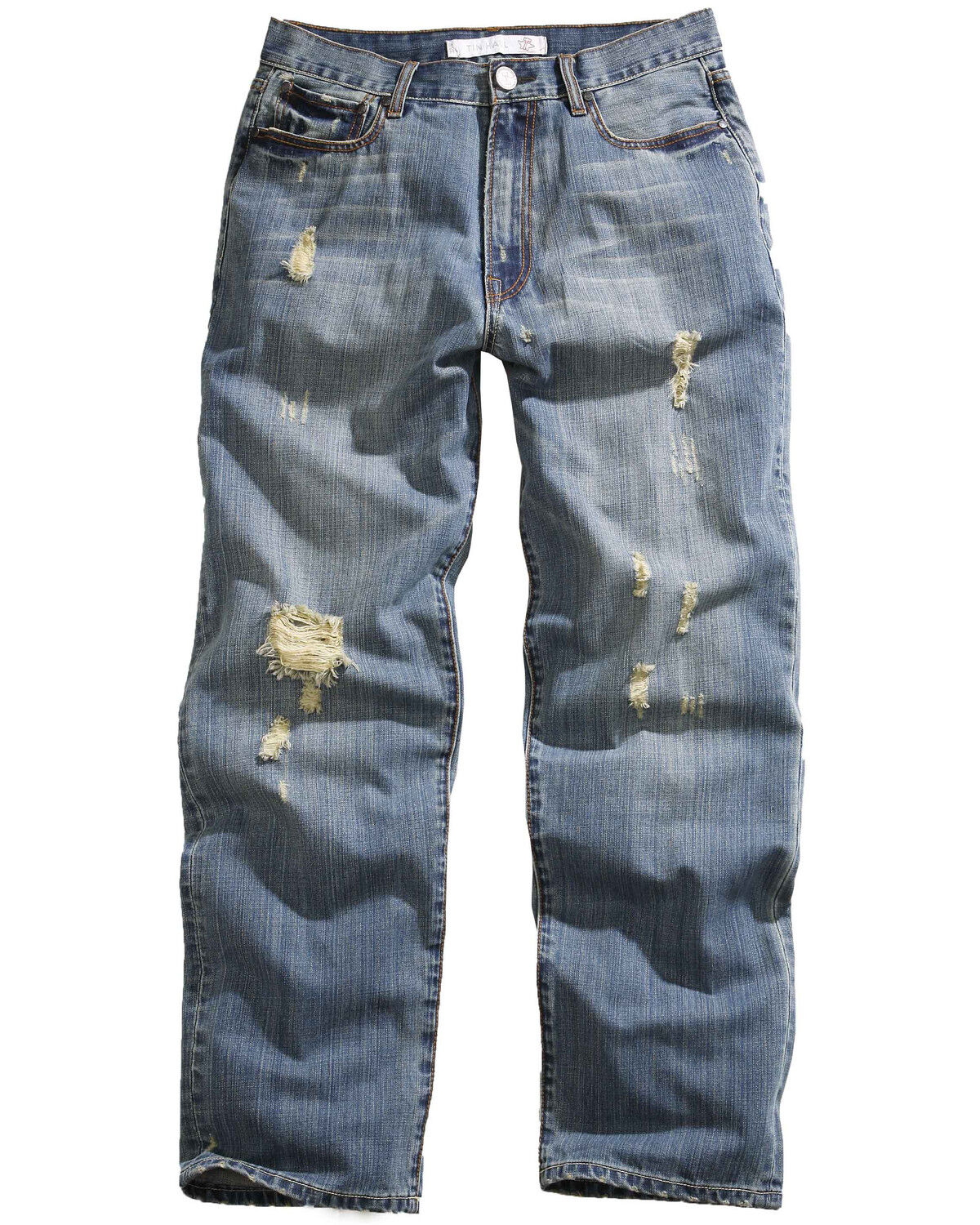 Image #1 - Tin Haul Men's Hoss Heavy Destruction Loose Fit Straight Leg Jeans, , hi-res