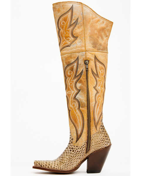 Image #3 - Dan Post Women's 20" Faux Python Aretha Tall Western Boots - Snip Toe , Honey, hi-res