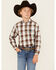 Image #1 - Panhandle Boys' Plaid Print Long Sleeve Pearl Snap Western Shirt, Brown, hi-res