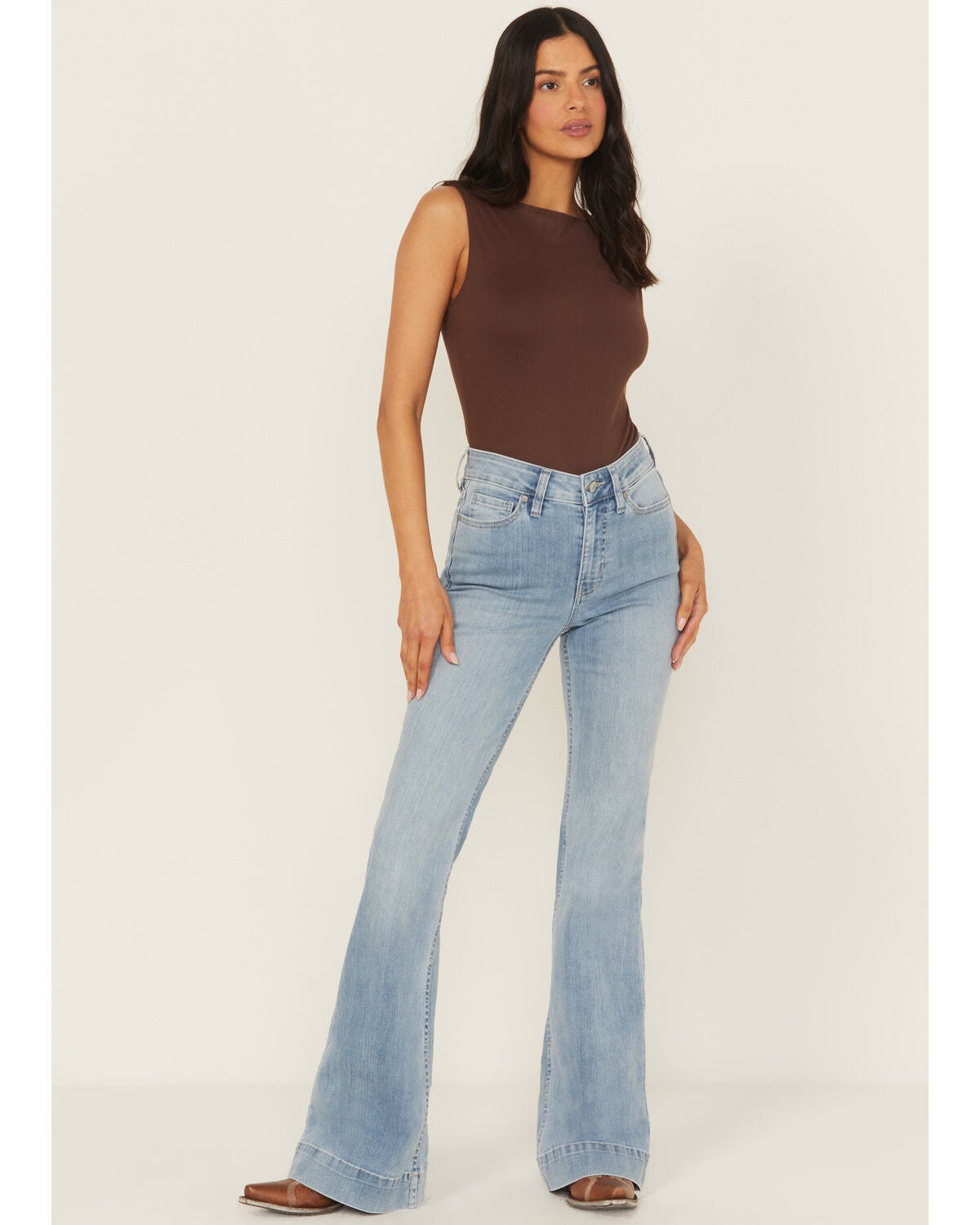 Shyanne Women's Joni High Rise Trouser Super Stretch Denim Jeans, Light Wash, hi-res