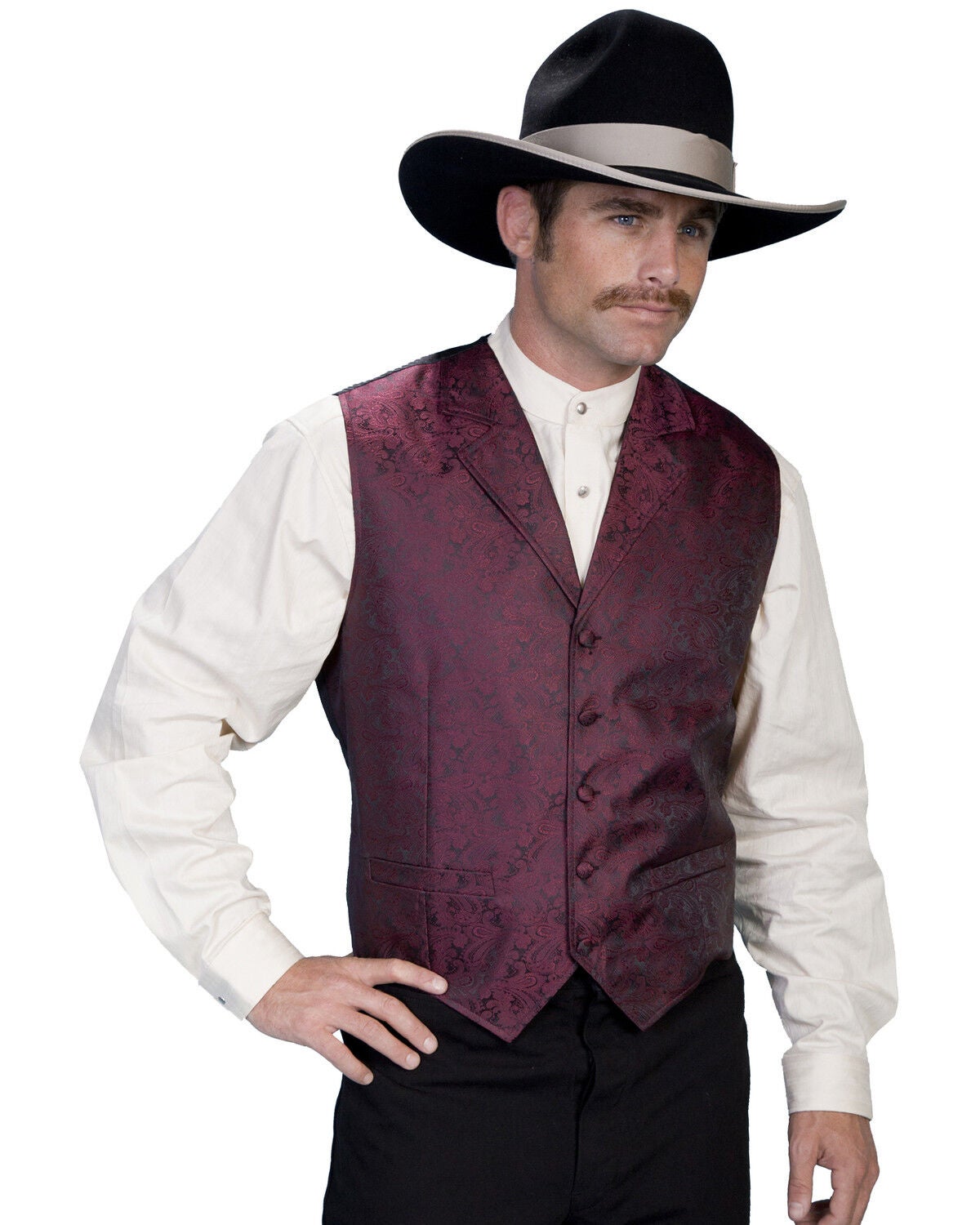 Rangewear by Scully Paisley Print Vest - Big & Tall, Burgundy, hi-res