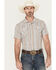 Image #1 - Panhandle Men's Southwestern Striped Short Sleeve Snap Western Shirt, Grey, hi-res