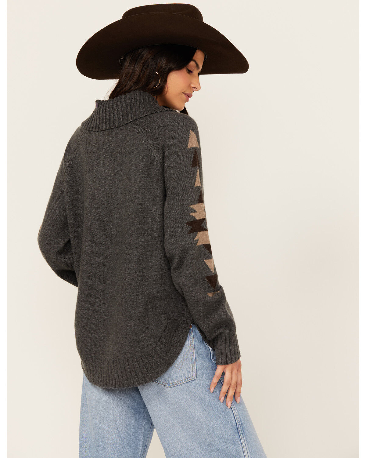 Image #4 - Ariat Women's Southwestern Elbow Sweater, Grey, hi-res