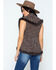 Cripple Creek Women's Crochet Knit Rabbit Fur Trim Vest, Chocolate, hi-res