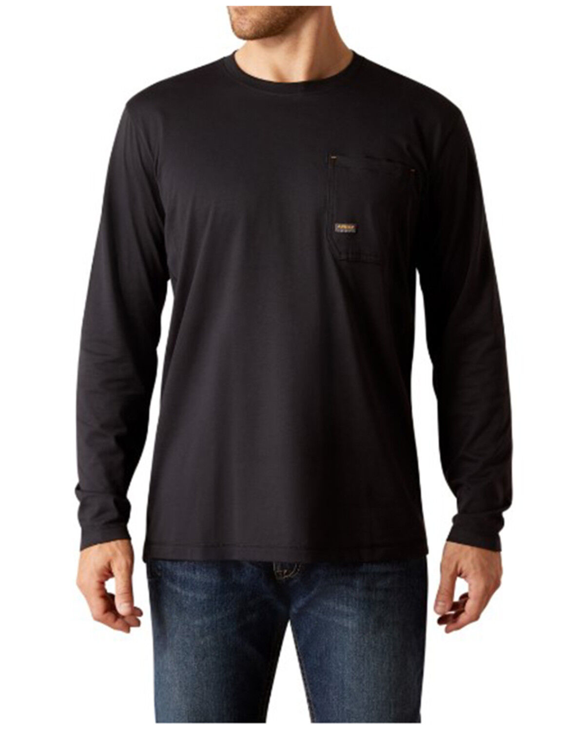 Image #2 - Ariat Men's Rebar Workman Chrome Skull Long Sleeve T-Shirt, Black, hi-res