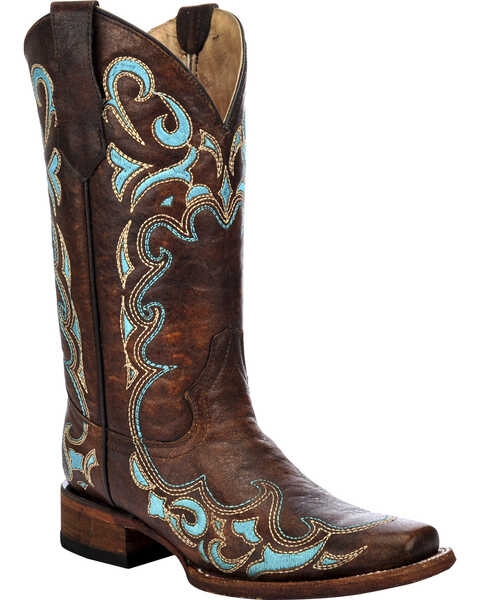 Circle G Women's Embroidered Western Boots - Square Toe, Honey, hi-res