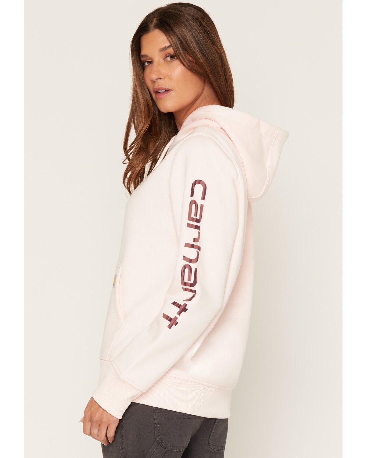 Image #2 - Carhartt Women's Iconic Clarksburg Logo Sweatshirt, Rose, hi-res