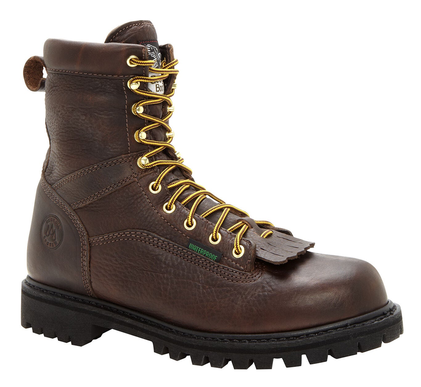 Georgia Boot Men's Waterproof Low Heel Logger Work Boots - Steel Toe, Chocolate, hi-res