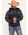 Image #1 - Hooey Men's Jimmy Southwestern Block Print Hooded Pullover, Navy, hi-res