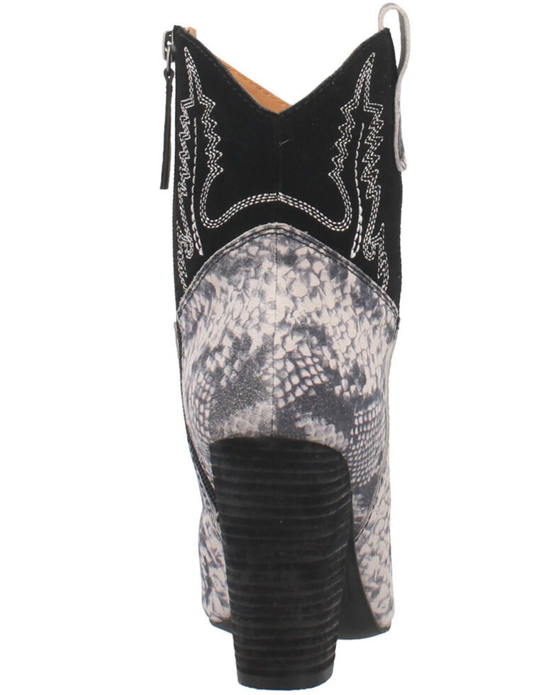 Dingo Women's Calico Snake Print Fashion Booties - Snip Toe, Black, hi-res