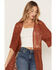 Image #2 - Shyanne Women's Geo Lace Short Sleeve Kimono, Chestnut, hi-res