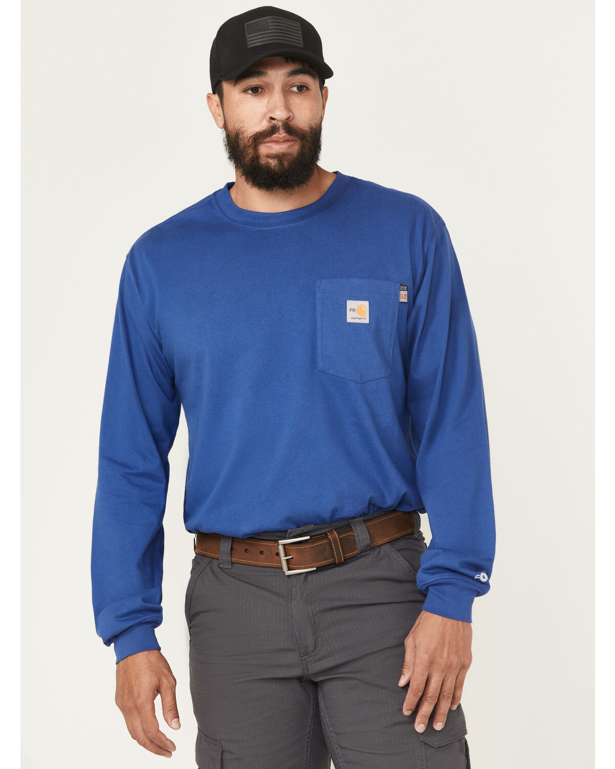 Image #2 - Carhartt Men's FR Force Loose Fit Oil Rig Lightweight Long Sleeve Work Shirt, Blue, hi-res
