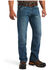 Image #1 - Ariat Men's Rebar M5 Edgewood Medium Wash Durastretch Basic Straight Leg Work Jeans, Blue, hi-res