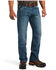 Image #1 - Ariat Men's Rebar M5 Edgewood Medium Wash Durastretch Basic Straight Leg Work Jeans , Blue, hi-res