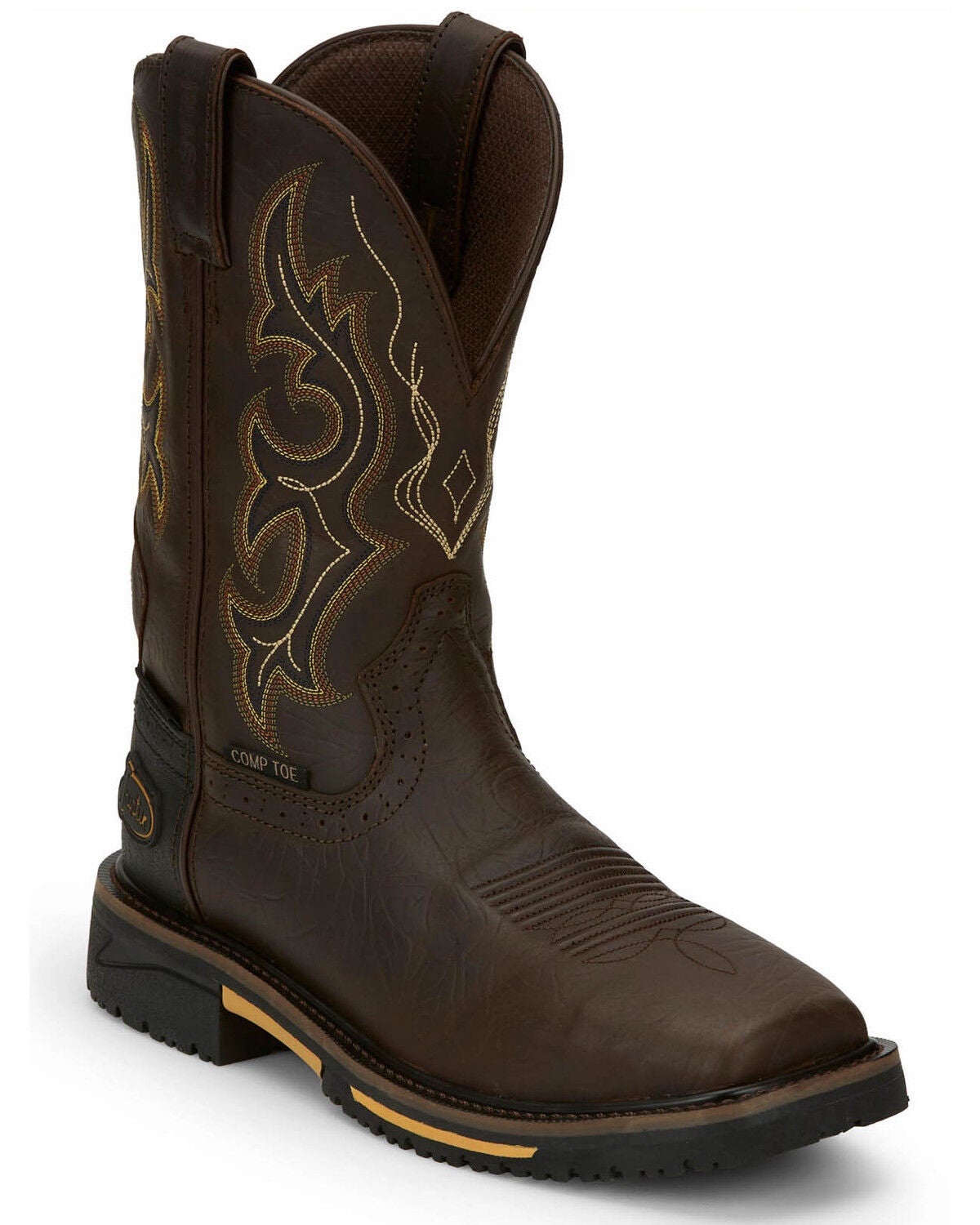 Image #1 - Justin Men's Joist Rustic Waterproof Western Work Boots - Composite Toe, Distressed Brown, hi-res