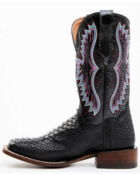 Image #3 - Dan Post Women's Back Cut Python Exotic Western Boot - Broad Square Toe, Black, hi-res