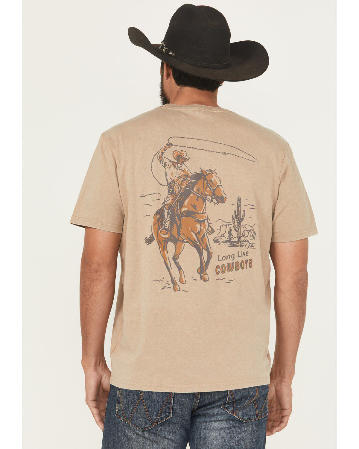 Image #1 - Wrangler Men's Long Live Cowboys Short Sleeve Graphic T-Shirt, Sand, hi-res