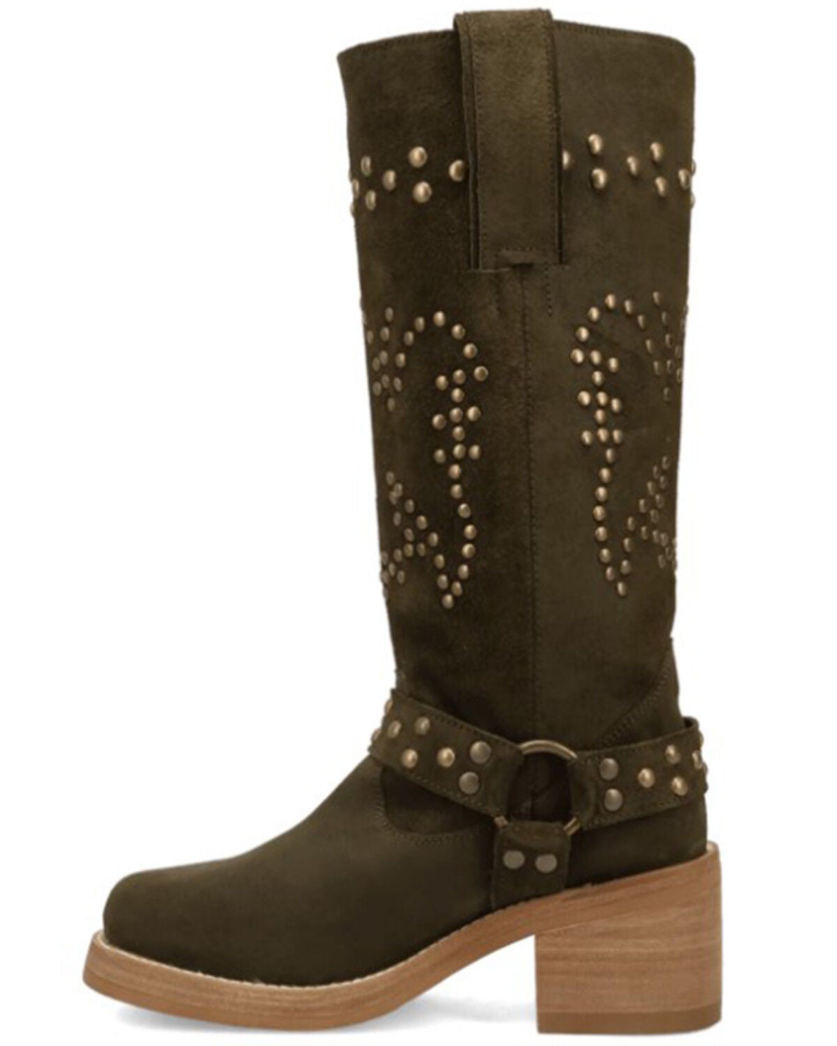 Image #3 - Dingo Women's Troubadour Studded Tall Fashion Boots - Round Toe, Olive, hi-res