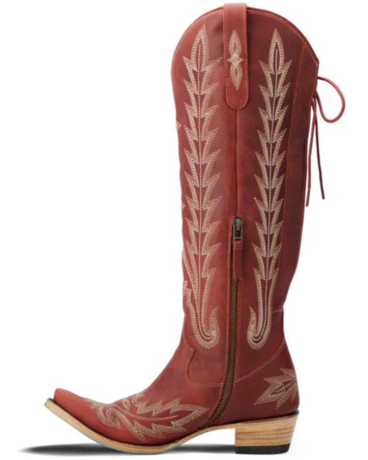 Image #3 - Lane Women's Lexington Over The Knee Corset Western Boots - Snip Toe, Ruby, hi-res