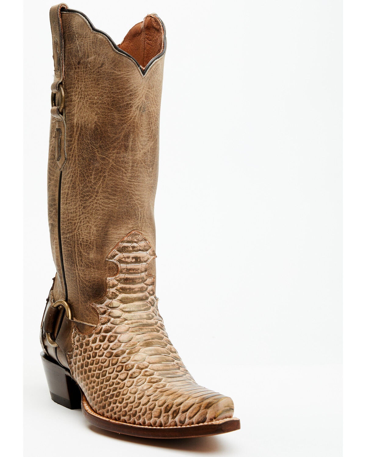 Dan Post Women's Faux Python Tall Western Boots - Snip Toe, Honey, hi-res