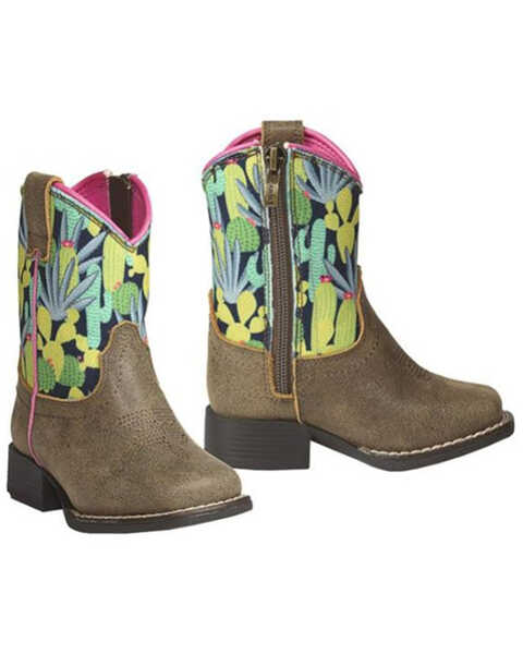 Ariat Kid's Litl Stomper Rosewell Cactus Print Western Boots - Square Toe , Tan, hi-res