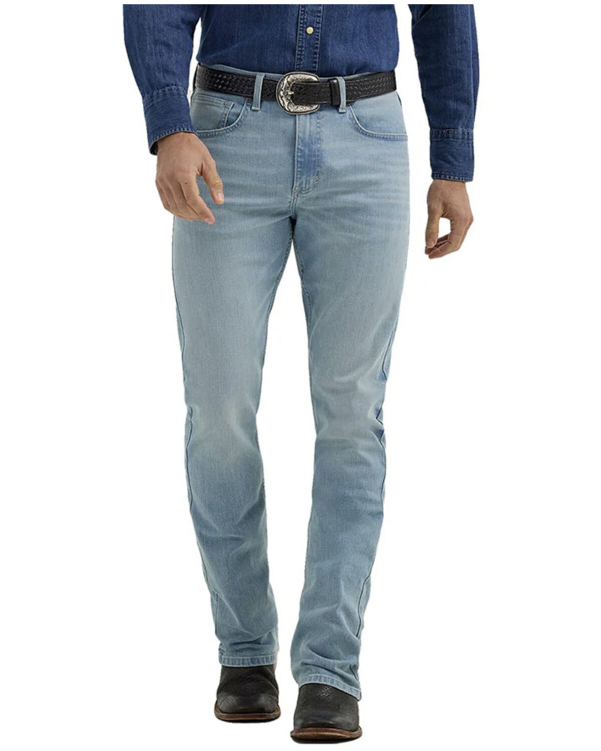 Image #2 - Wrangler Retro Men's 42MWx 20X Light Wash Bootcut Stretch Denim Jeans, Light Wash, hi-res