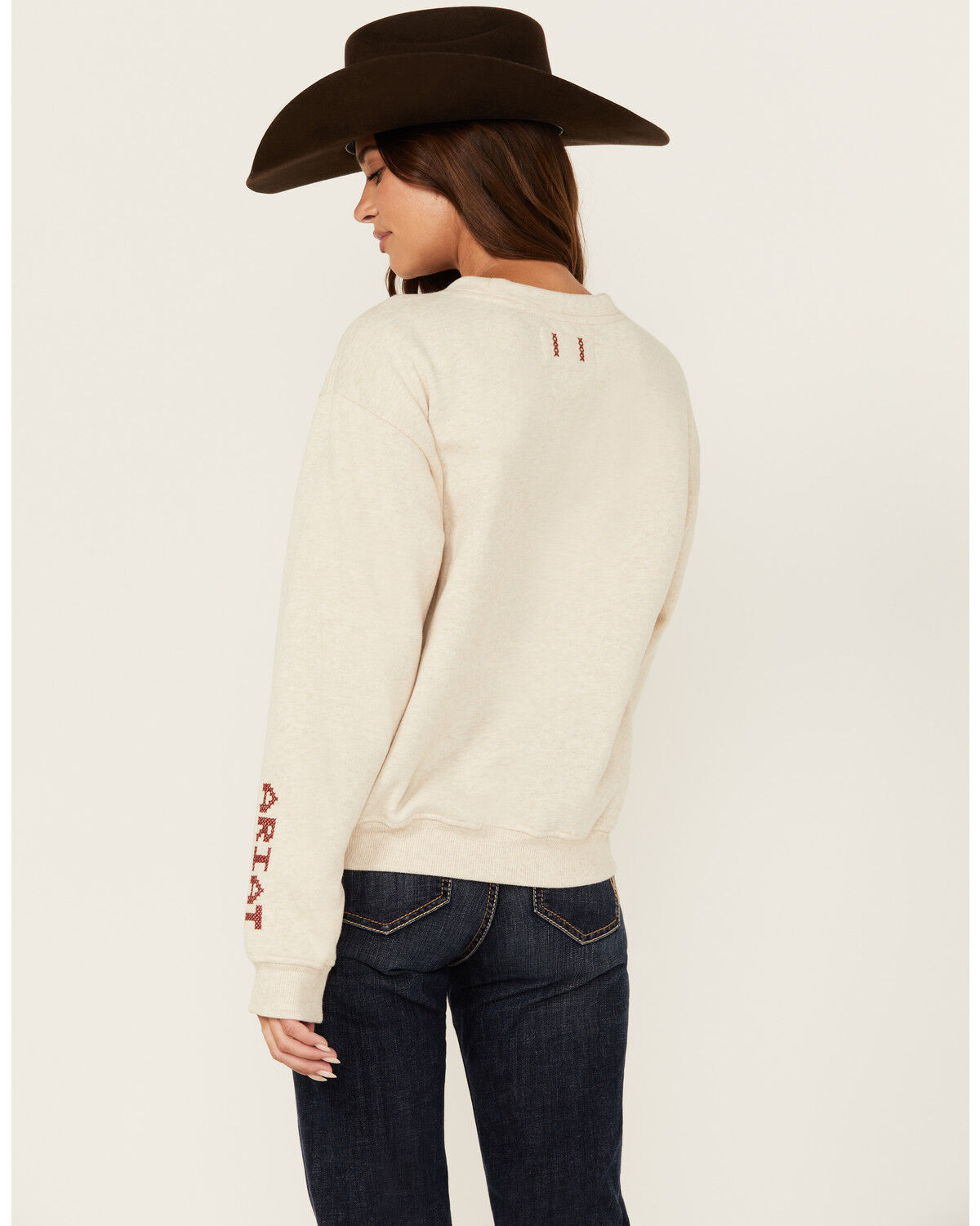 Image #4 - Ariat Women's Rose Embroidered Sweater, Oatmeal, hi-res