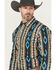 Image #2 - Wrangler Men's Checotah Southwestern Print Long Sleeve Snap Western Shirt, Teal, hi-res