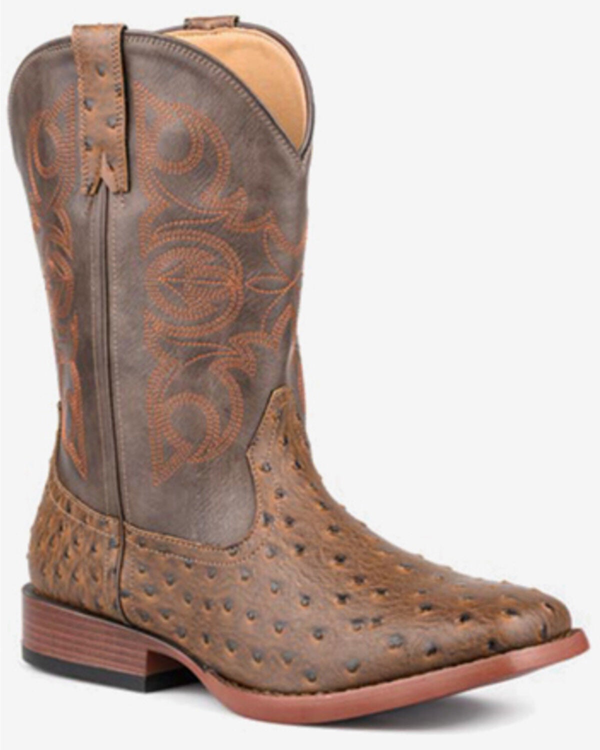 Roper Boys' Luke Western Boots - Broad Square Toe, Brown, hi-res