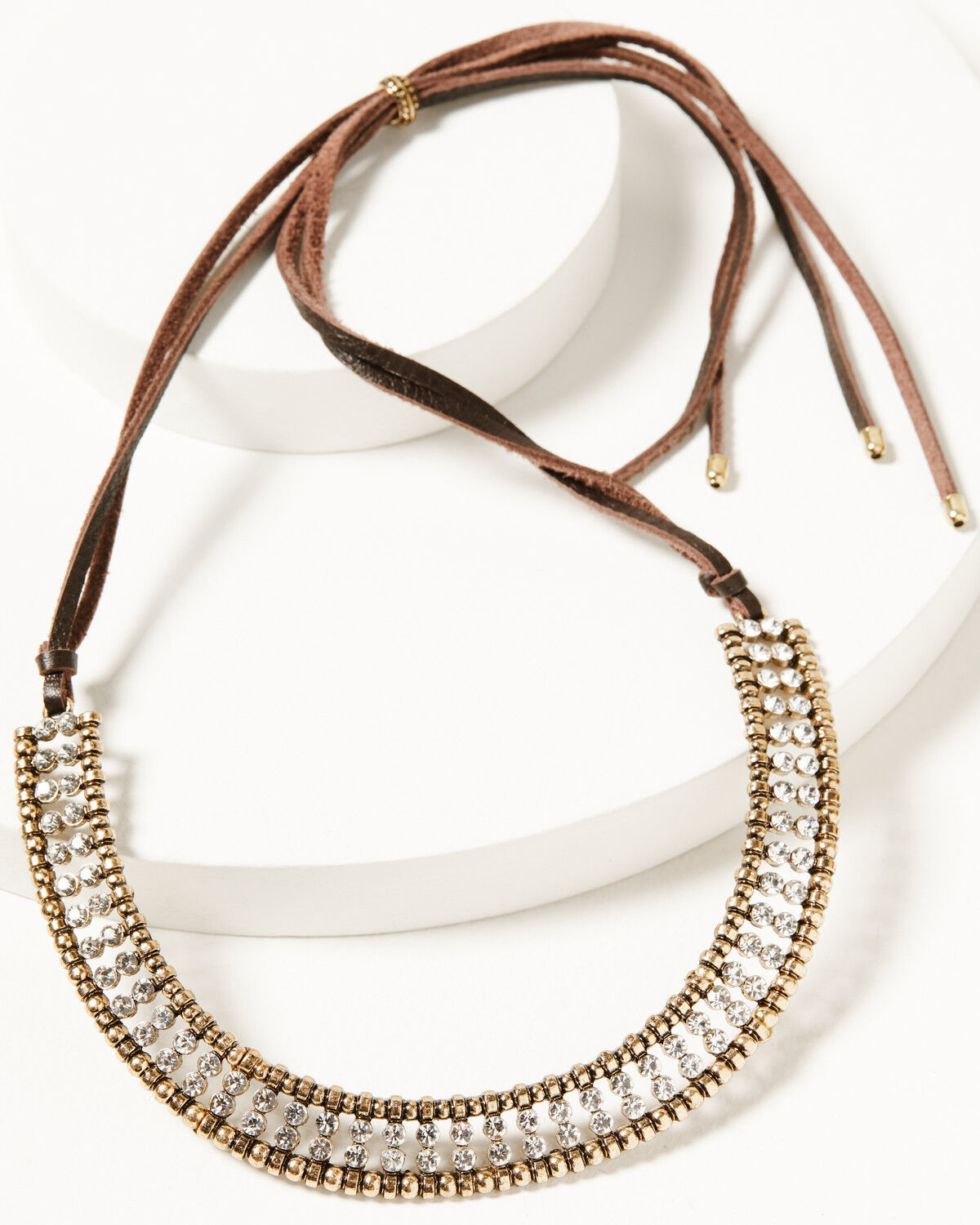 Image #1 - Shyanne Women's Summer Moon Antique Gold Adjustable Rhinestone Necklace, Gold, hi-res