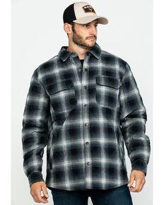 Hawx Men's Black Quilted Plaid Shirt Work Jacket - Tall , Black, hi-res