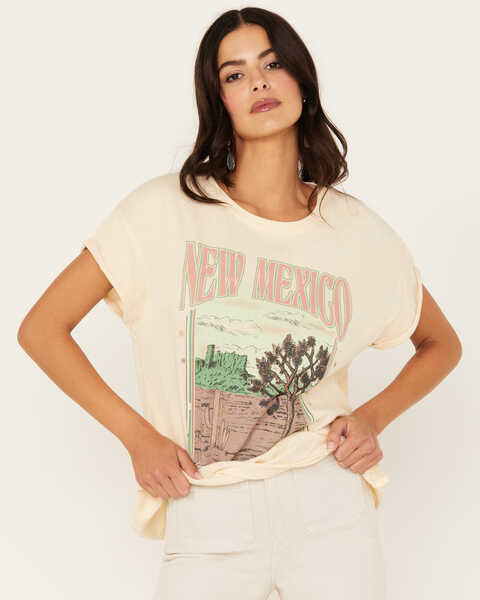 Image #2 - Cleo + Wolf Women's New Mexico Short Sleeve Graphic Tee, Sand, hi-res