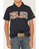 Image #3 - RANK 45® Boys' Southwestern Border Short Sleeve Button-Down Polo Shirt, Navy, hi-res