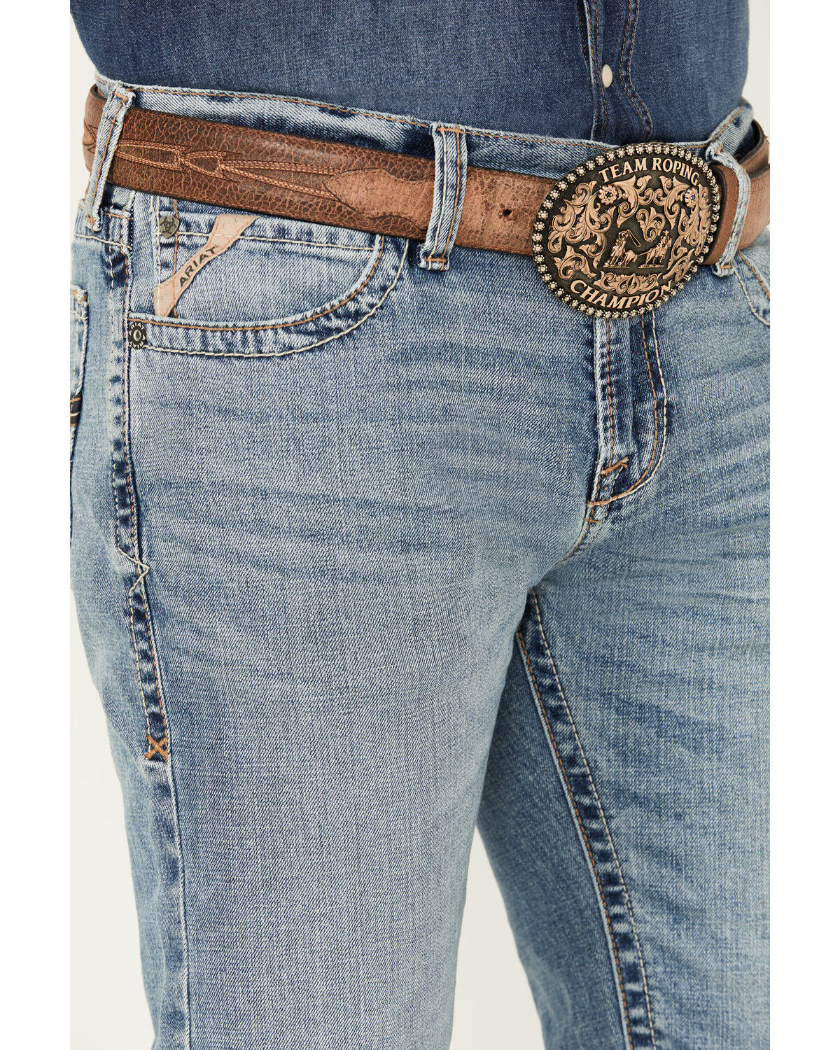 Image #2 - Ariat Men's M7 Medium Wash Slim Stretch Kodi Straight Stretch Denim Jeans, Medium Wash, hi-res