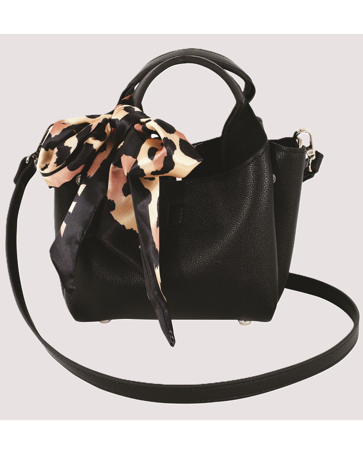 Justin Women's Signature Tiny Tote with Leopard Print Scarf Crossbody Bag, Black, hi-res