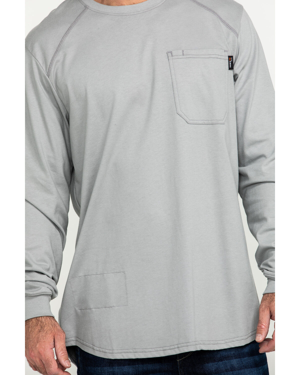 Image #4 - Hawx Men's FR Pocket Long Sleeve Work T-Shirt - Tall, Silver, hi-res